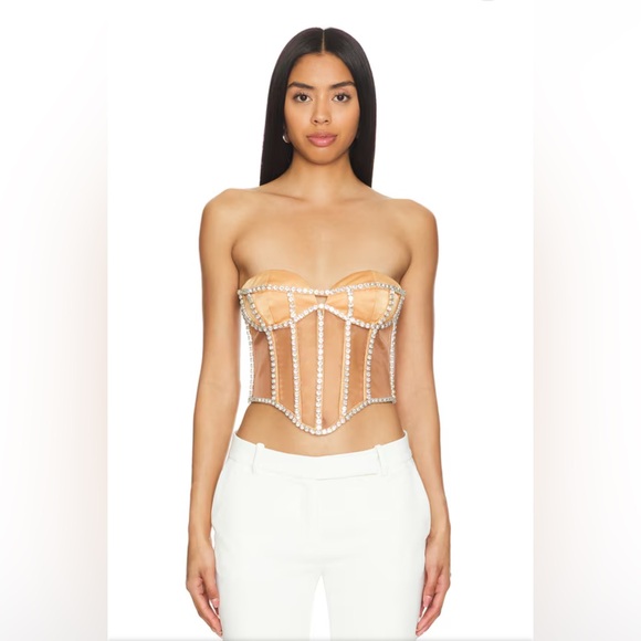 New NWT South Beach Corset in Tan Camila Coelho embellished straplesss